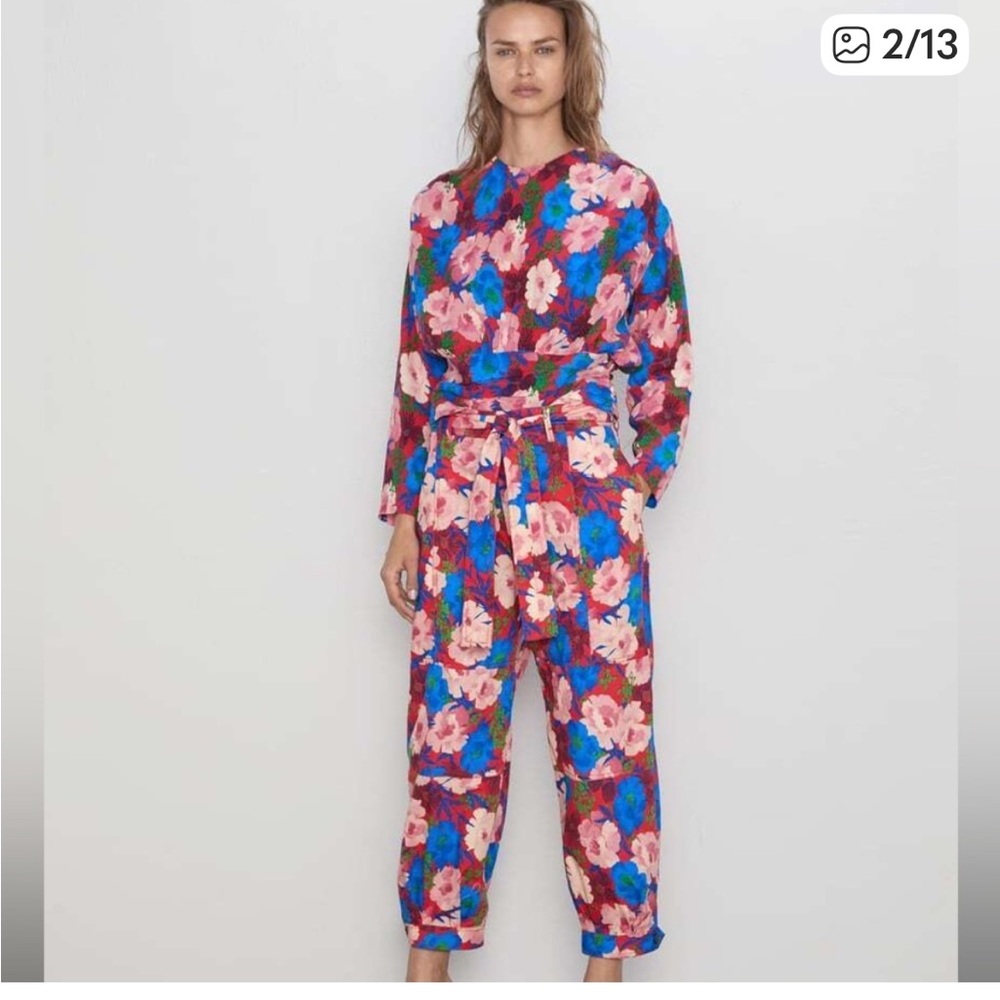 Zara floral high-waisted balloon Cargo Pants